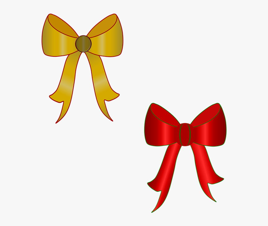 Bow, Bows, Decoration, Ribbon, Red, Yellow, Gift, Party, HD Png Download, Free Download