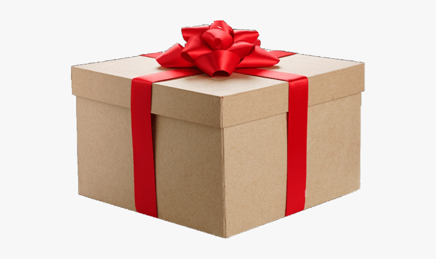 #gift #red #brown #box #bow #ribbon #present - Brown Box With Red Bow, HD Png Download, Free Download