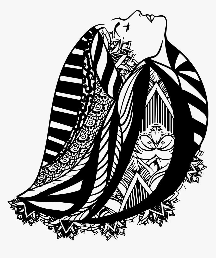 Woman With Detailed Big - Black And White Woman Designs, HD Png Download, Free Download