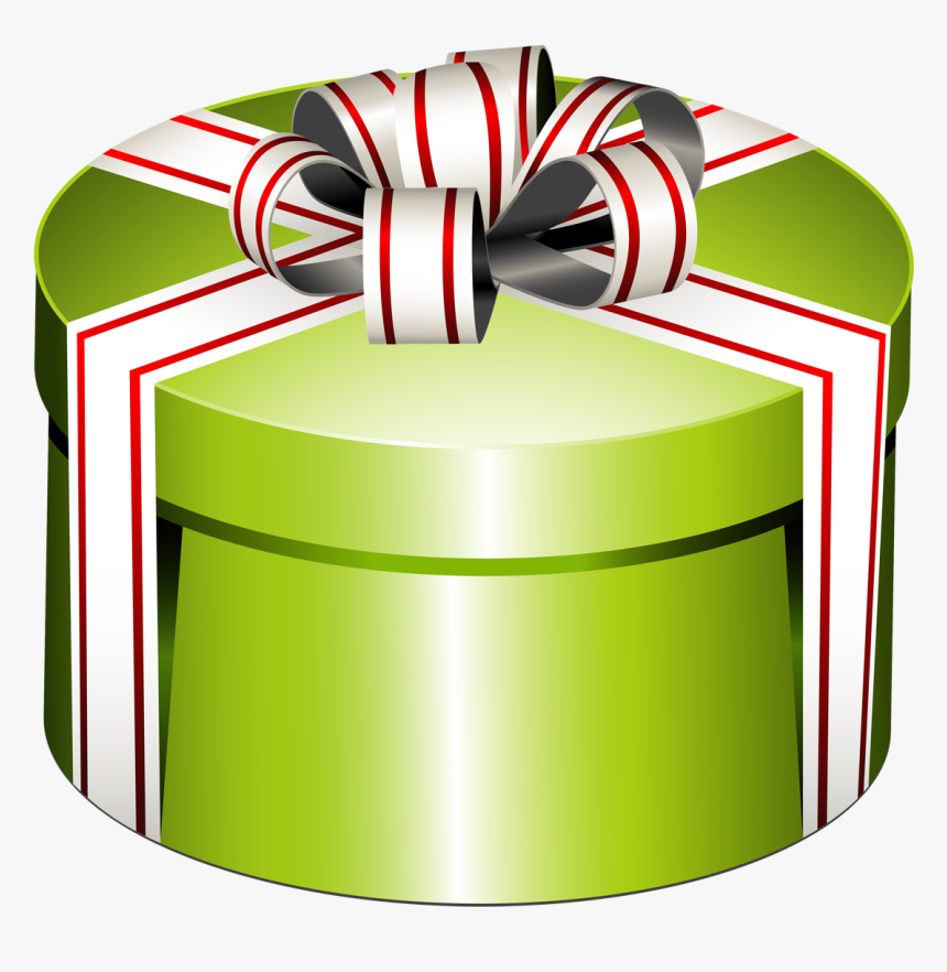 Green Round Present Box With Bow Png Clipartu200b Gallery - Round Gift Clip Art, Transparent Png, Free Download