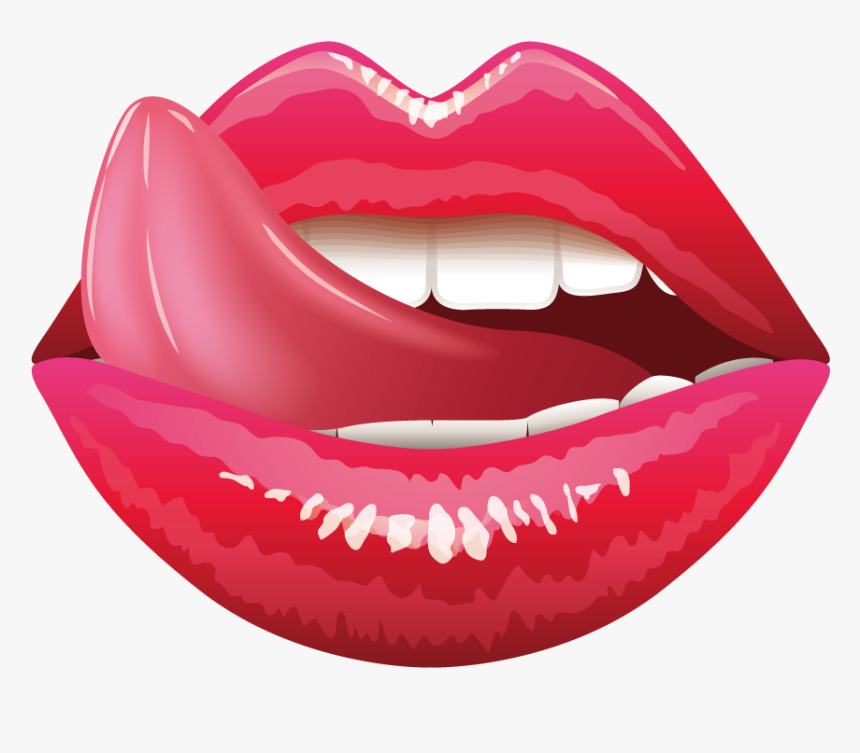 Lip Tongue Mouth Clip Art - Lips With Tongue, HD Png Download - kindpng.