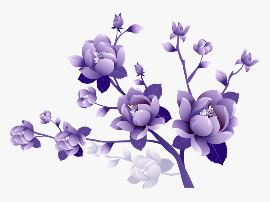 Purple Flower Clip Art - Transparent Background Purple Flowers Clipart, HD Png Download, Free Download