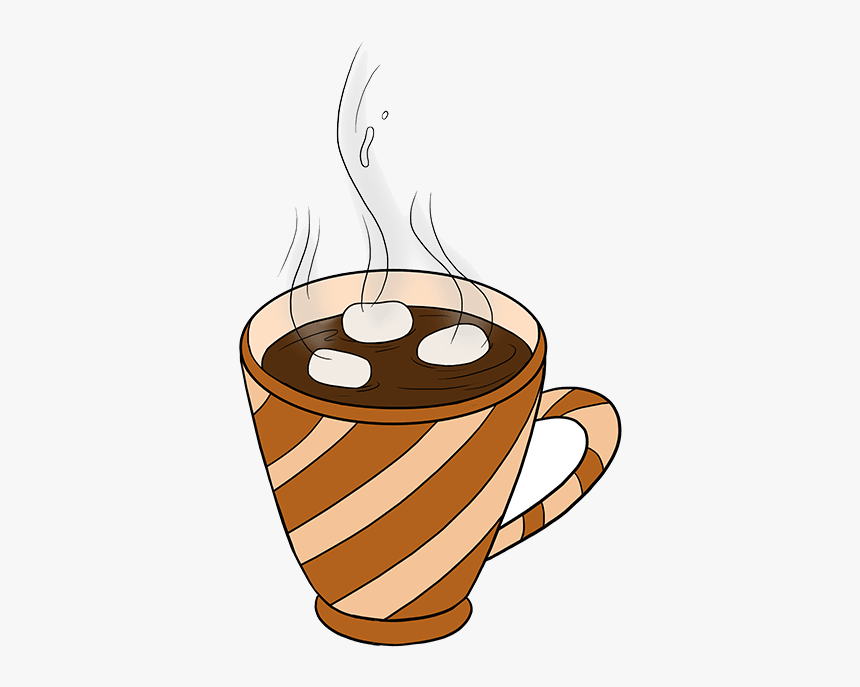 Hot Chocolate Drawing Coffee Cocoa Transparent Clipart - Step By Step Chocolate Drawing, HD Png Download, Free Download