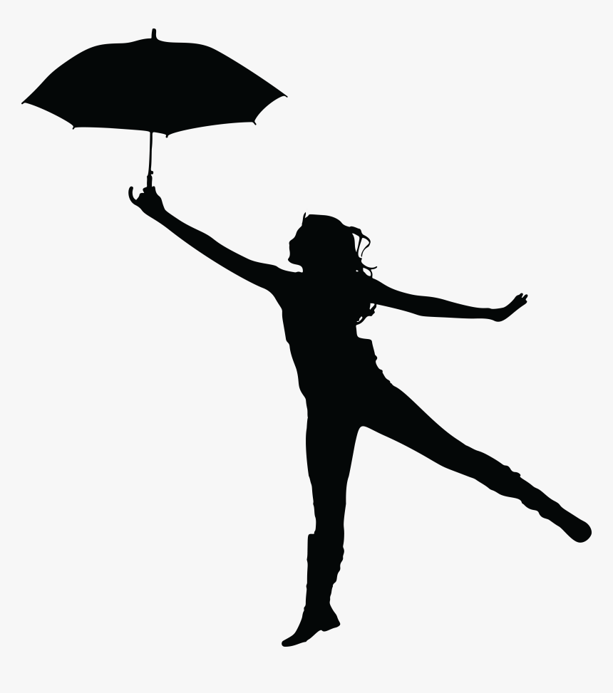 Woman With Umbrella Silhouette Icons Png - Silhouette Of Girl With Umbrella, Transparent Png, Free Download