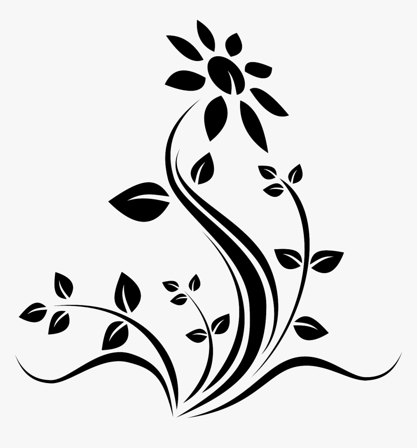 Flower Png Clipart Black And White, Transparent Png, Free Download