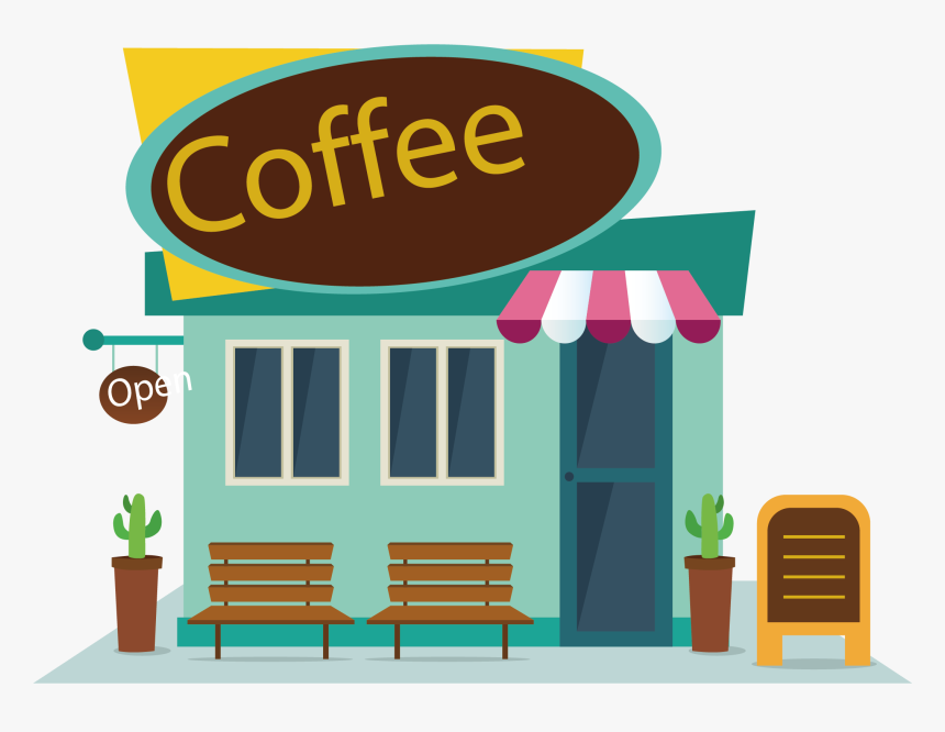 Shop Map Coffee Food Fast Vector Cafe Clipart - Coffee Shop Clipart Png, Transparent Png, Free Download