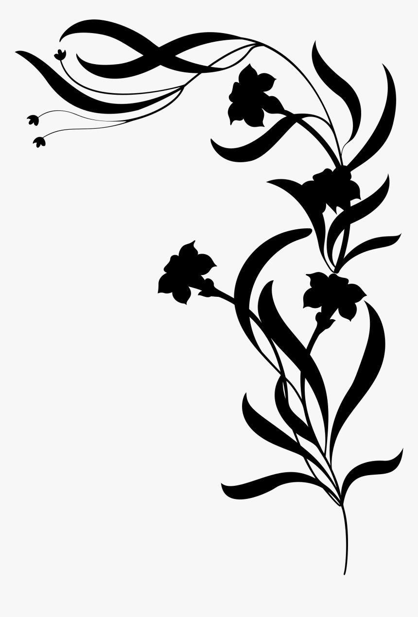 Flower Silhouette Png - Flower Vine Clipart Black And White, Transparent Png, Free Download