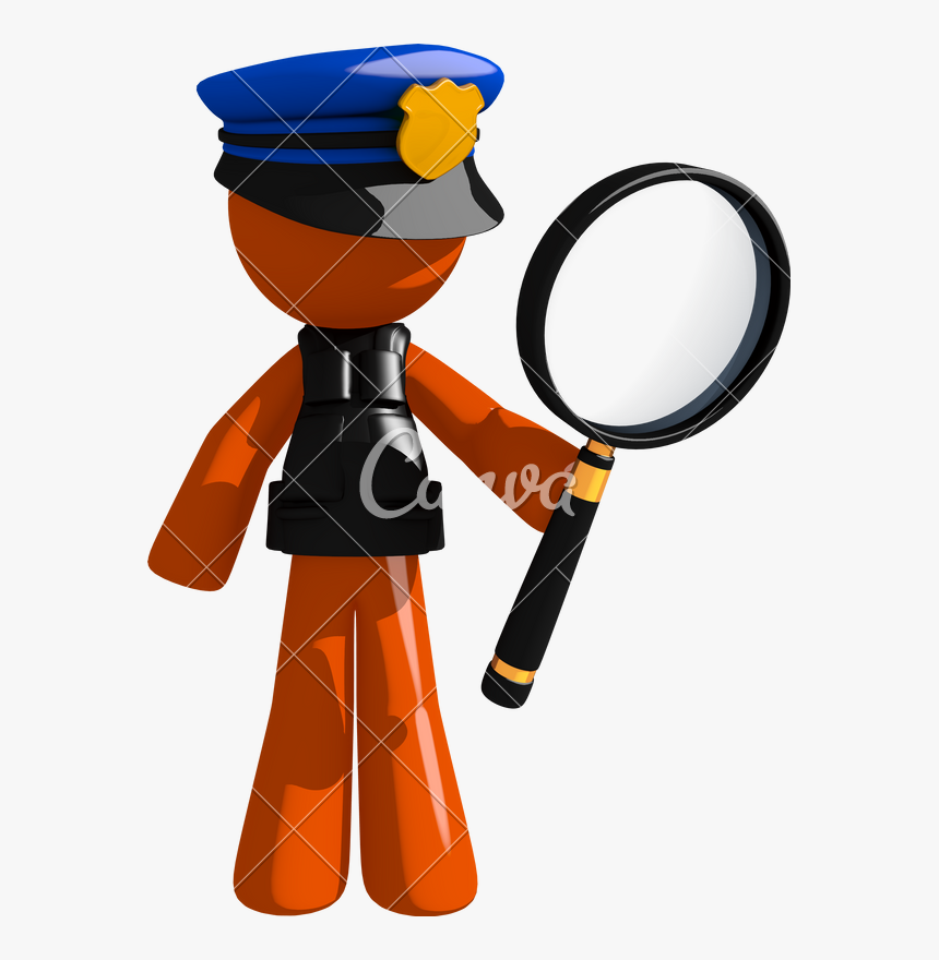 Orange Man Police Officer Holding Magnifying Glass, HD Png Download, Free Download