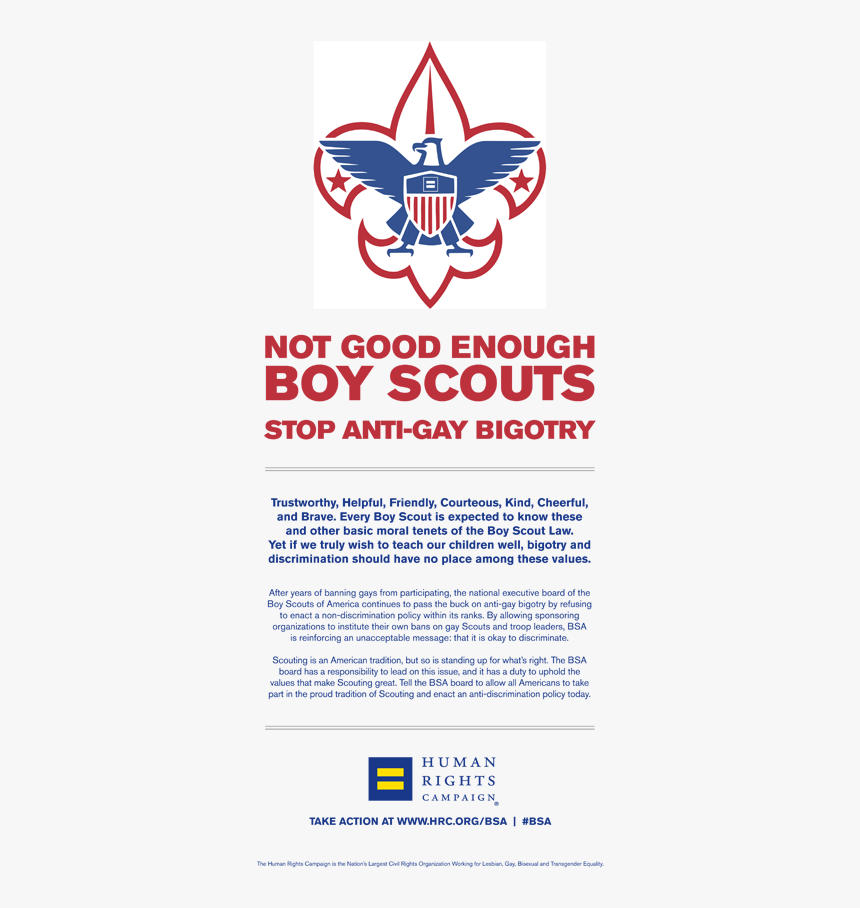 Hrc Says Boy Scouts’ Proposal Not Good Enough"
 Class="img - Boy Scouts Of America Narragansett Council, HD Png Download, Free Download