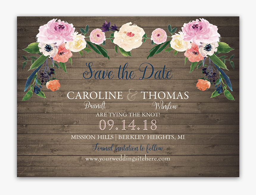 Watercolor Flowers Wedding Save The Date Cards - Floral Design, HD Png Download, Free Download