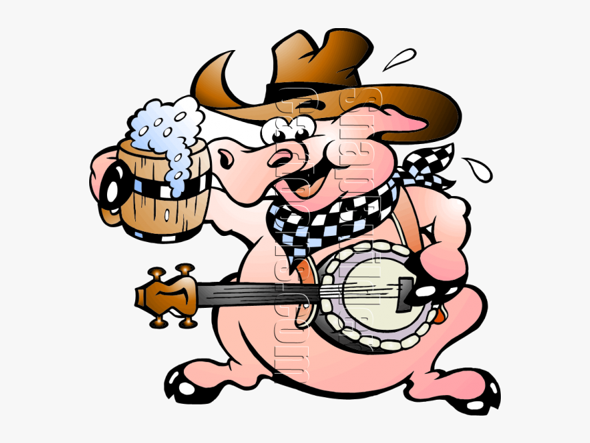 Pig Banjo Beer - Pig Playing Guitar Cartoon, HD Png Download, Free Download