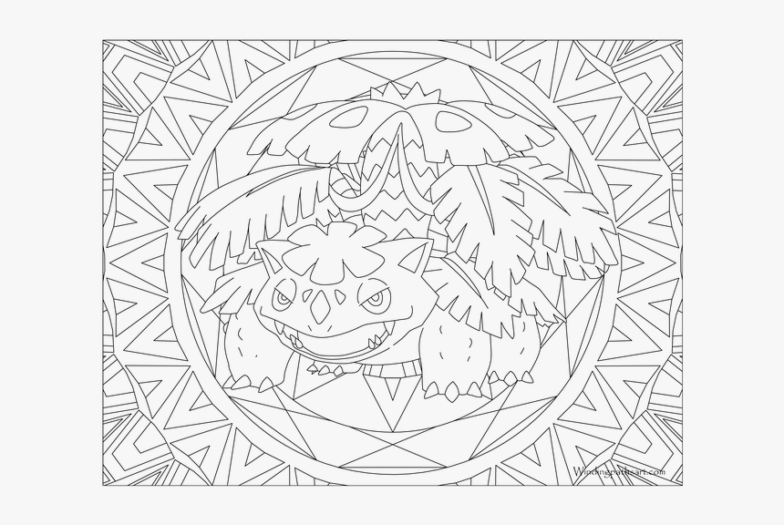 003 Venusaur Pokemon Coloring Page - Pokemon Coloring Pages Kadabra, HD Png Download, Free Download