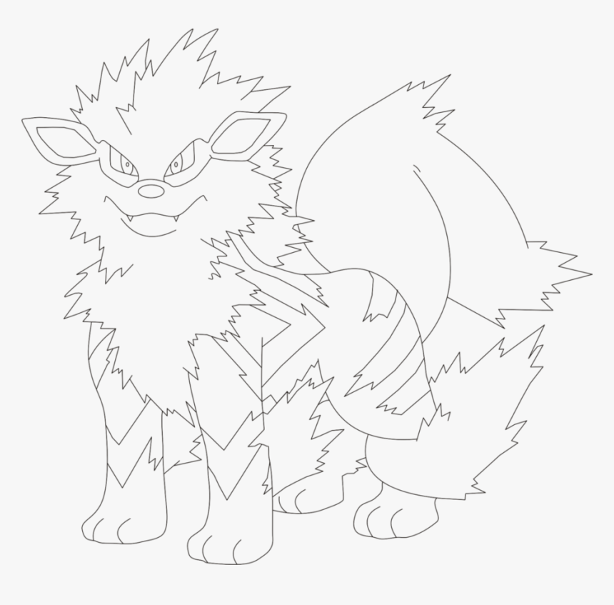 Lineart Of Arcanine By Inukawaiilover - Coloriage Pokemon Caninos, HD Png Download, Free Download