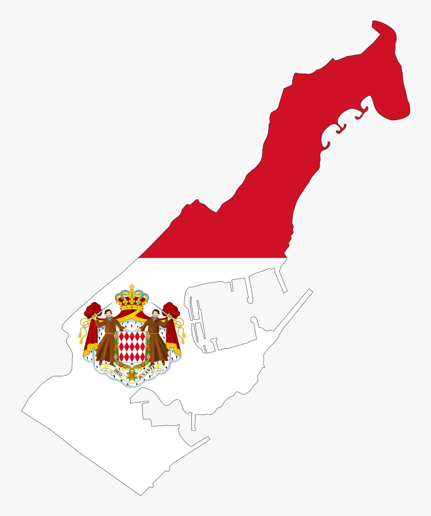 Monaco Map Flag With Coat Of Arms - Monaco Map Flag, HD Png Download, Free Download