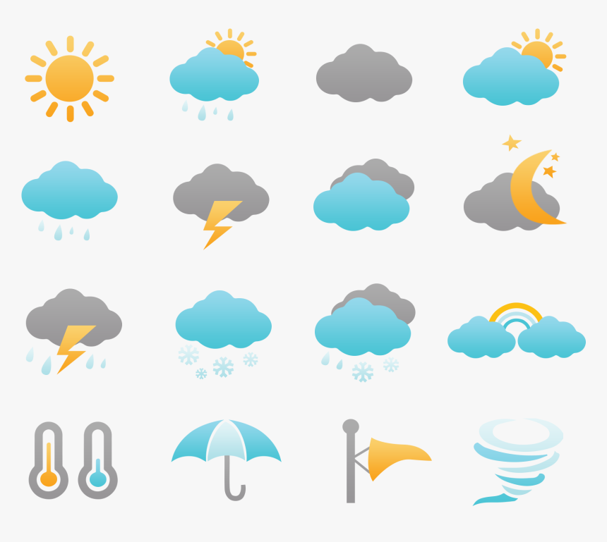 Weather Icons Set Free Clipart , Png Download - Transparent Weather Icons Png, Png Download, Free Download