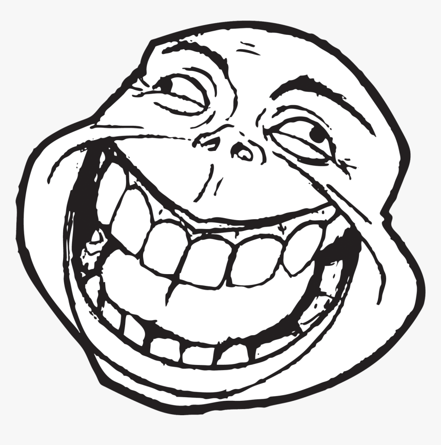 Trollface без фона. Улыбающаяся рожа. Троллфейс. Лицо троллфейс. Тролль Мем.