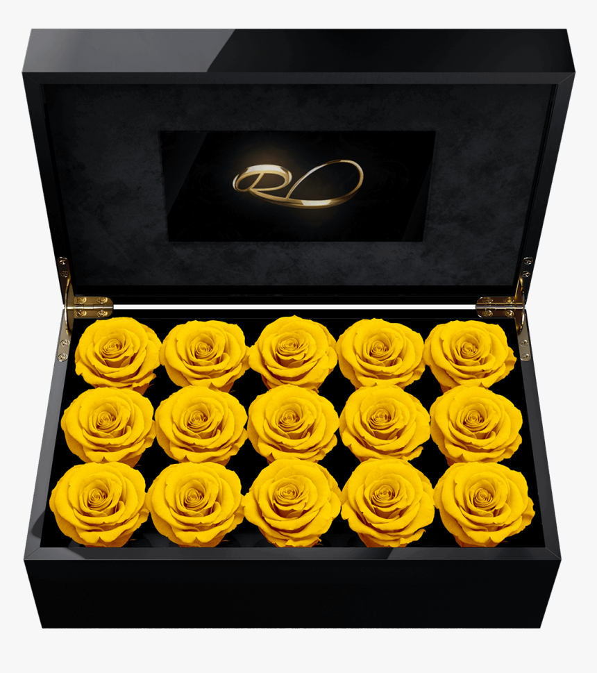 Video Screen Flower Box Gala With 15 Preserved Yellow - Video Rose Box, HD Png Download, Free Download