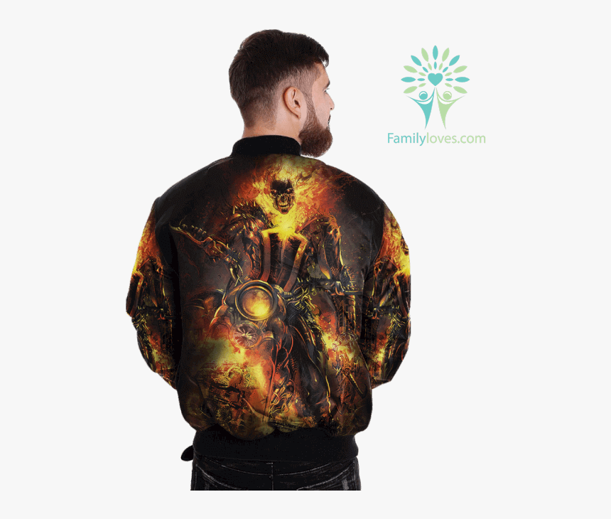 Ghost Rider Skull Over Print Jacket %tag Familyloves - Jacket, HD Png Download, Free Download