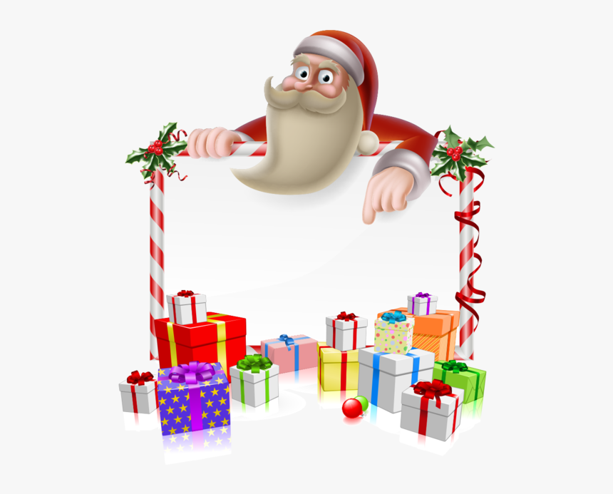Transparent Rudolph Santa Claus Reindeer Christmas - Santa Holding Signs Clipart, HD Png Download, Free Download
