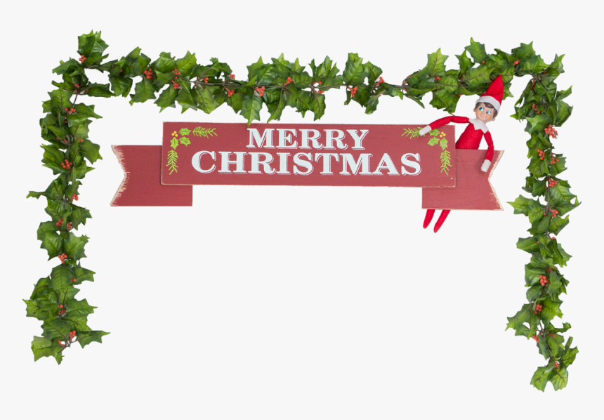 Elf On Christmas Sign Garland - Christmas Tree, HD Png Download, Free Download