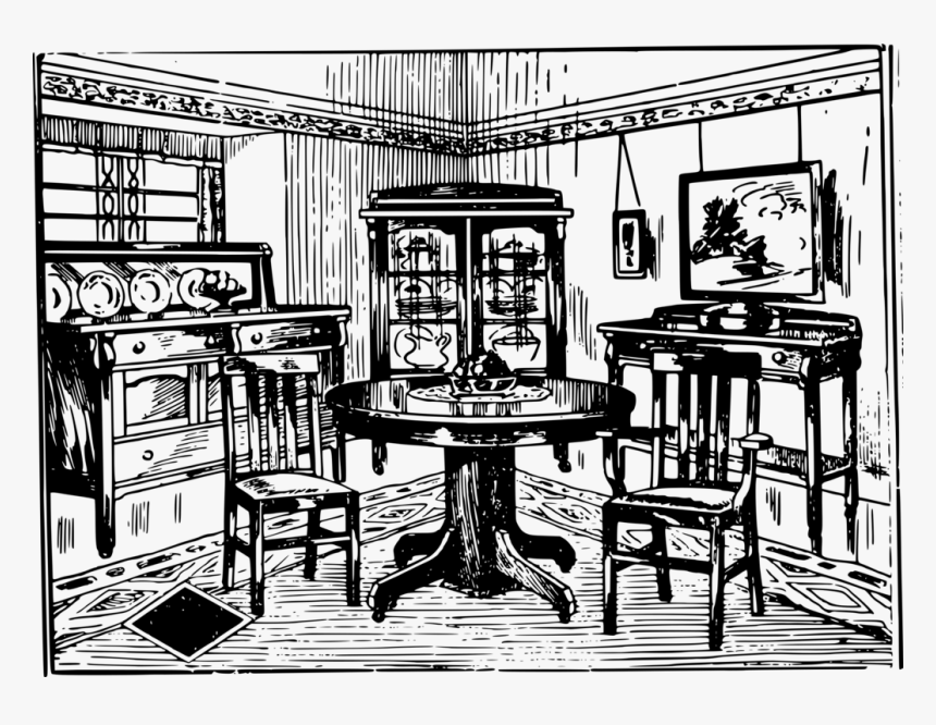 Art,monochrome - Old Living Room Clip Art, HD Png Download, Free Download