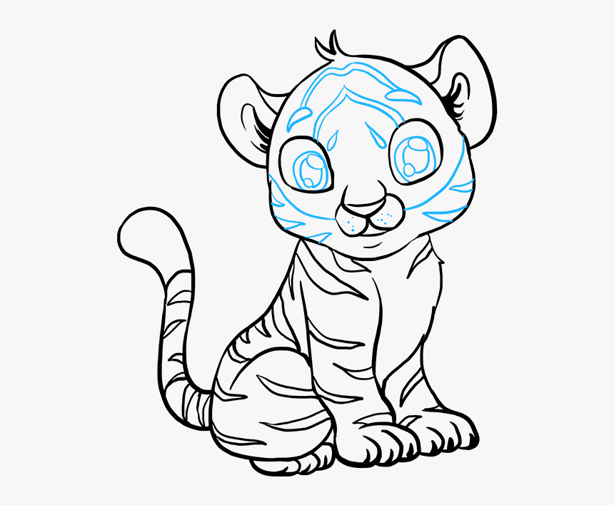 How To Draw Baby Tiger - Drawing Of A Baby Tiger, HD Png Download, Free Download