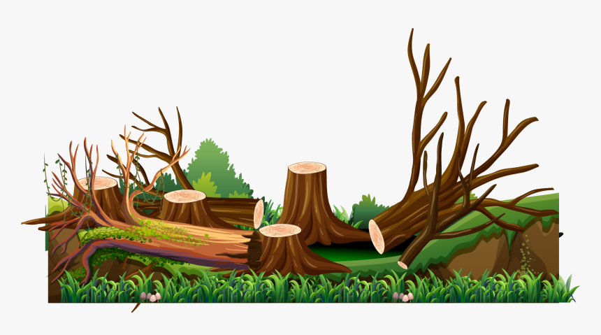 Hand Painted Cutting Transprent - Cutting Down Trees Cartoon, HD Png Download, Free Download