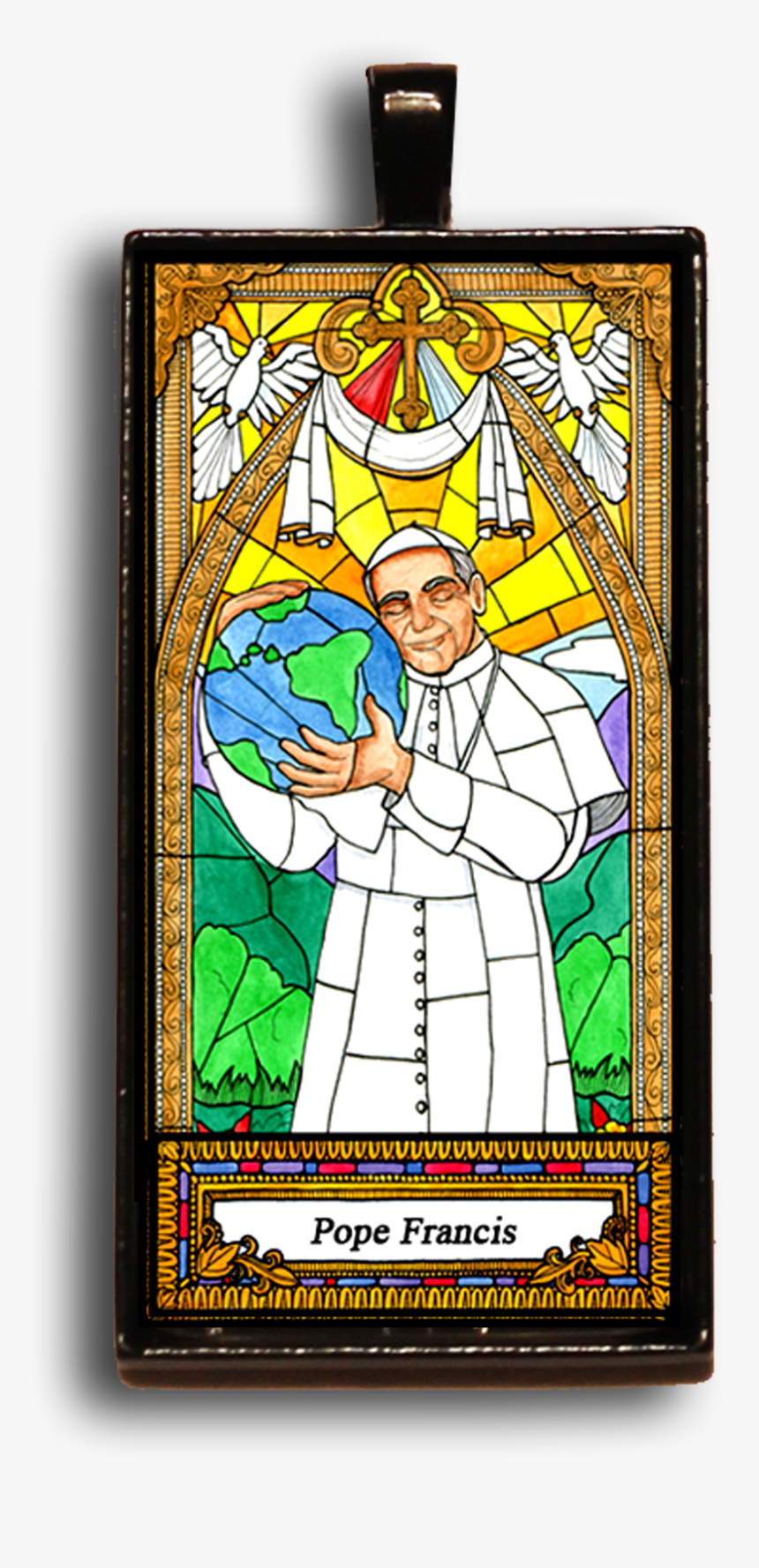 Pope Francis Bag Booster Or Necklace - Stained Glass, HD Png Download, Free Download