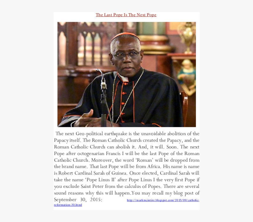 Robert Sarah Cardinal, HD Png Download, Free Download