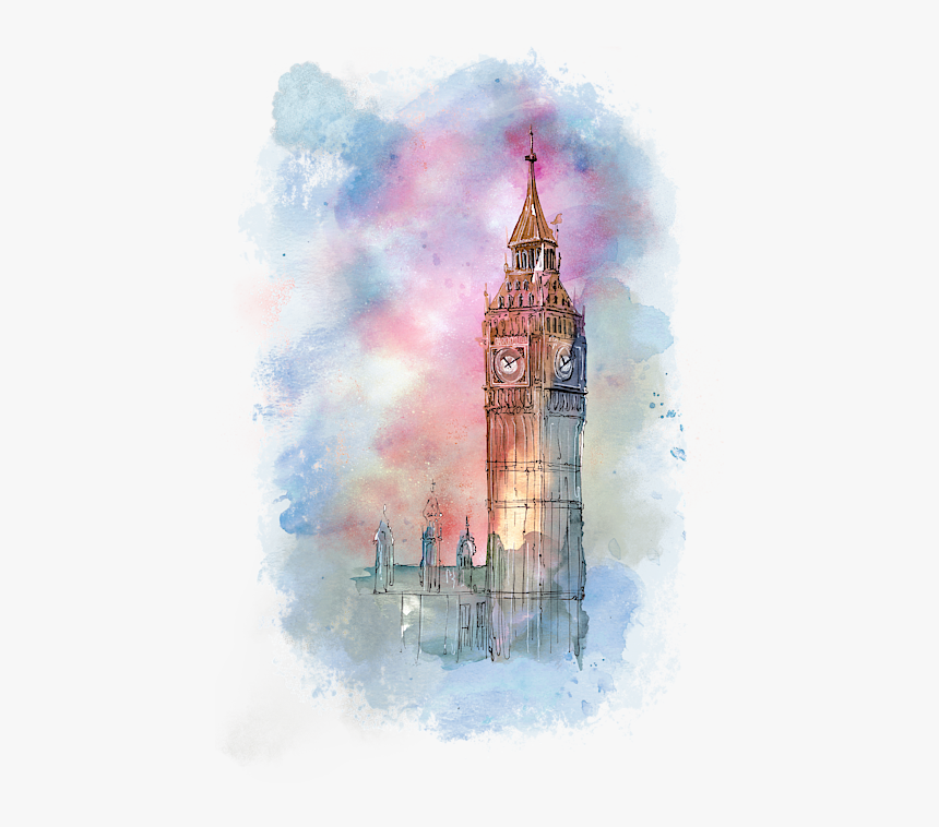 Watercolor Big Ben Painting, HD Png Download, Free Download