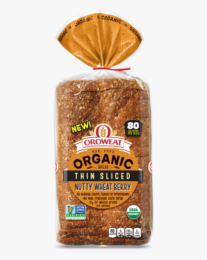 Oroweat Organic Thin-sliced Nutty Wheat Berry Bread - Arnold Organic Thin Sliced Bread Barcode, HD Png Download, Free Download