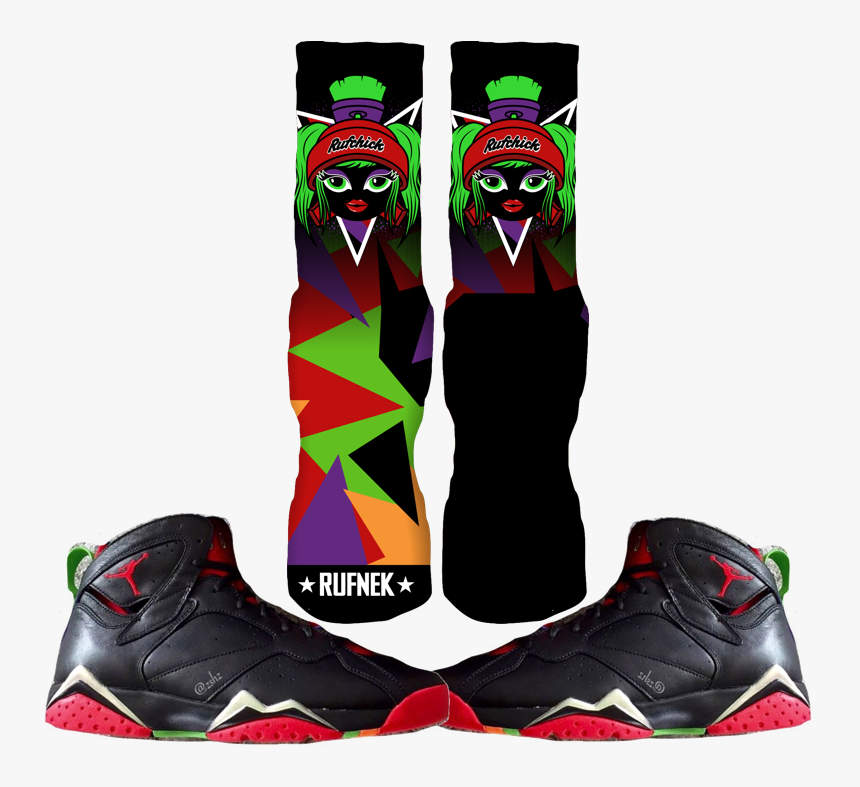 Marvin The Martian 7 Custom Socks - Air Jordan 7 Marvin The Martians Gs, HD Png Download, Free Download