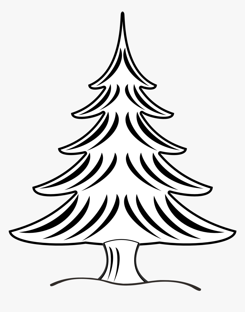 Christmas Tree Black And White Clipart Banner Royalty - Pine Clipart Black And White, HD Png Download, Free Download