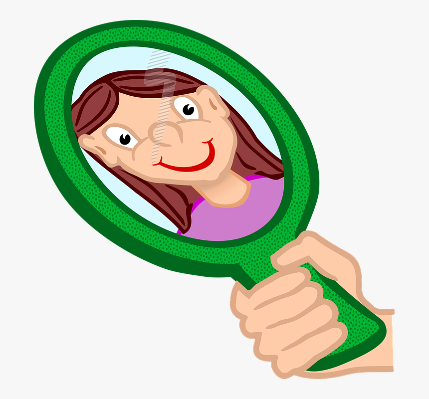 Hand Mirror Reflection Cartoon, HD Png Download, Free Download