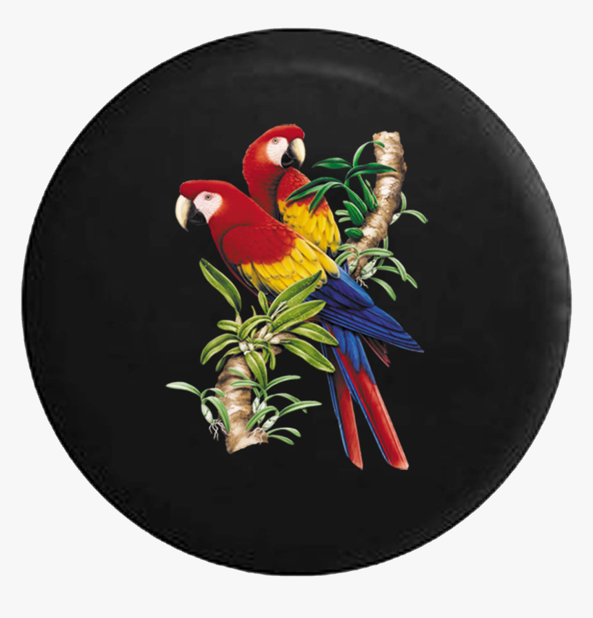 Pair Of Parrots On Amazon Jungle Tree Jeep Camper Spare - T-shirt, HD Png Download, Free Download