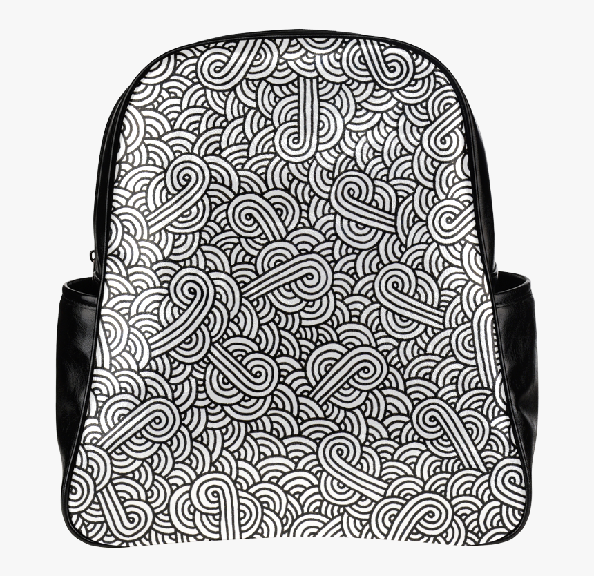 Black And White Swirls Doodles Multi-pockets Backpack - Laptop Bag, HD Png Download, Free Download