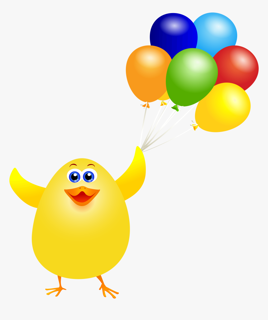 Easter Chicken With Balloons Png Clip Art Image - Balloon Chicken Clipart, Transparent Png, Free Download