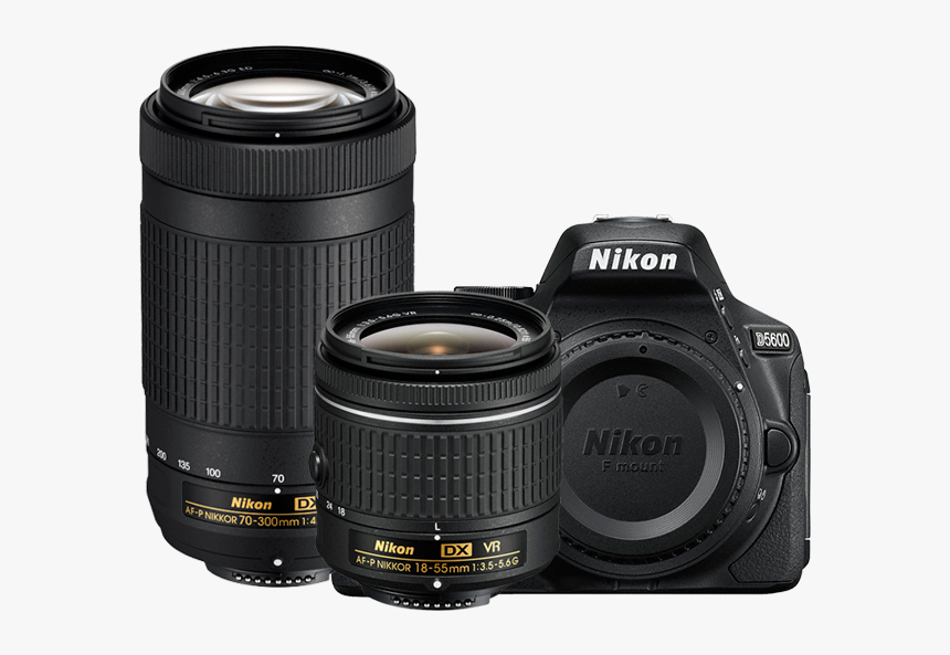 Nikon D5600 Two Lens Kit"
 Title="nikon D5600 Two Lens - Nikon D3500 2 Lens Kit, HD Png Download, Free Download