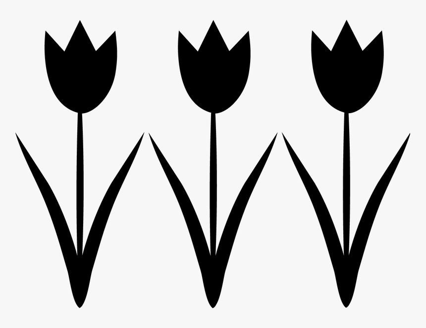 Transparent Grass Border Clipart - Tulip Clipart Black And White, HD Png Download, Free Download