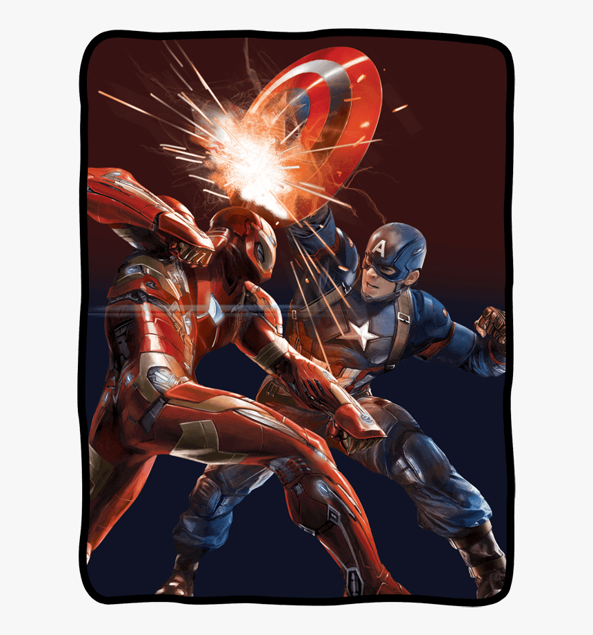 Marvel Civil War Fleece Blanket - Captain America Vs Iron Man Civil War 2, HD Png Download, Free Download