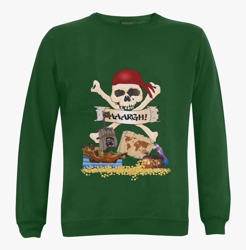 Pirate Ship, Treasure Chest And Jolly Roger Gildan - Crew Neck, HD Png Download, Free Download