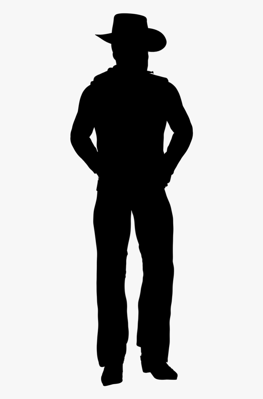 Silhouette Man Muscles - Man With Cowboy Hat Silhouette Png, Transparent Png, Free Download