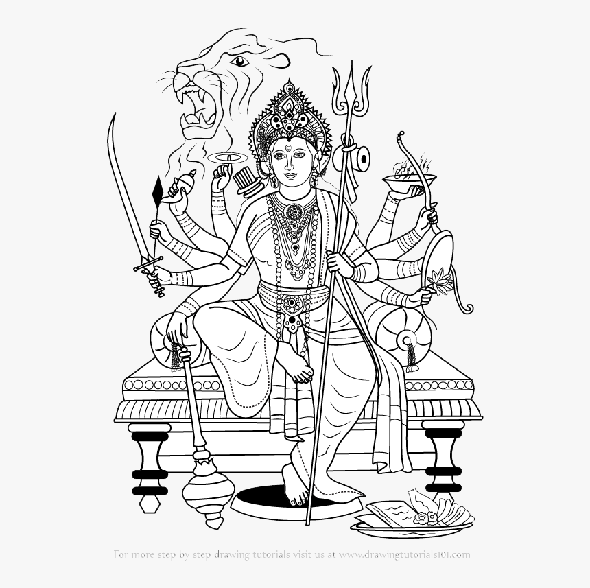 Goddess Durga Png Image Download - Durga Images For Colouring, Transparent Png, Free Download