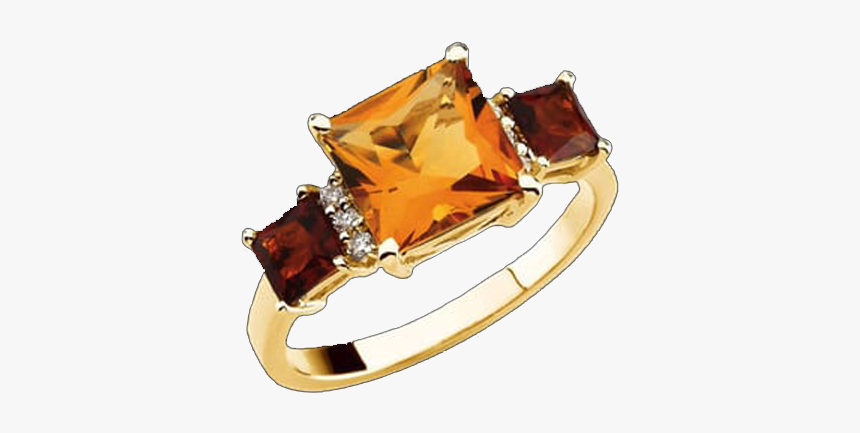 Multicolor Citrine Gold Ring - Citrine Square Cut Ring, HD Png Download, Free Download