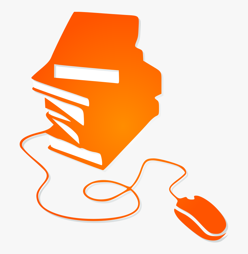 Books And Mouse Orange Silhouette - Book Silhouette Transparent, HD Png Download, Free Download