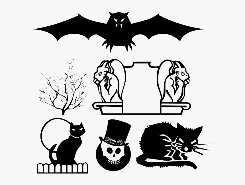 Black Cat Wall Decal Tattoo Clip Art - Halloween Cat Silhouette, HD Png  Download - kindpng