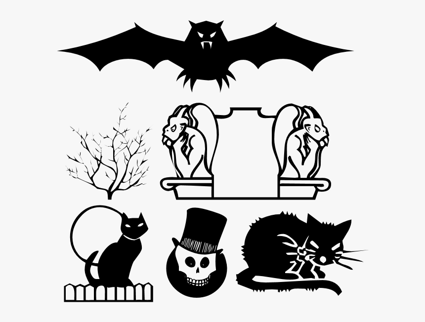 Black Cat Wall Decal Tattoo Clip Art - Halloween Cat Silhouette, HD Png Download, Free Download