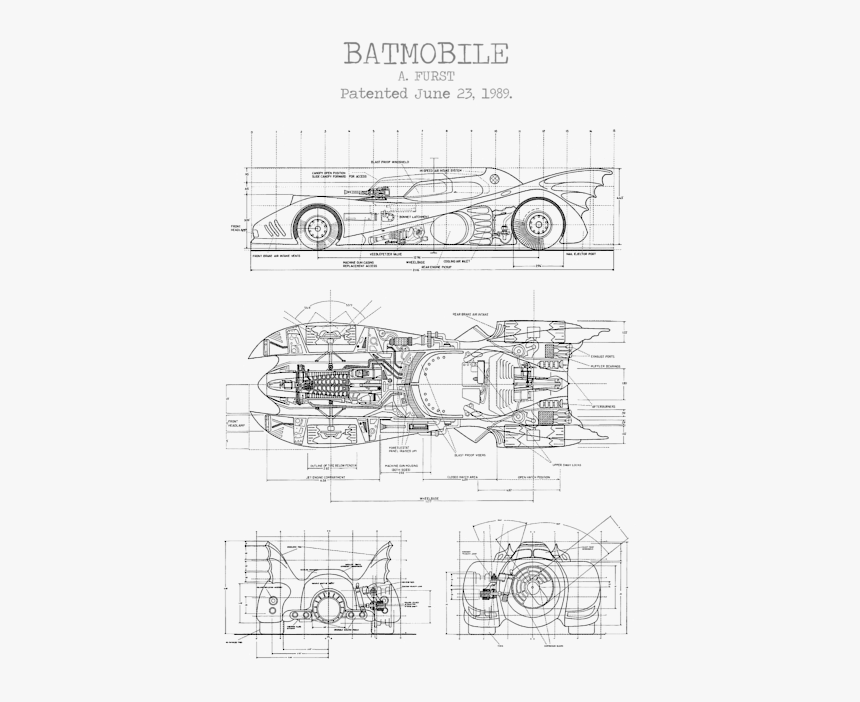 Batmobile Blueprints, HD Png Download, Free Download