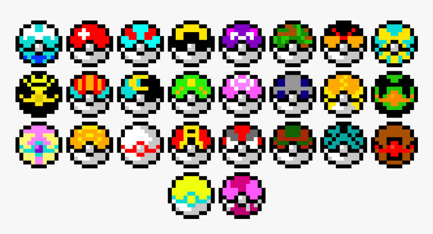 All Pokeballs Pixel Art, HD Png Download, Free Download