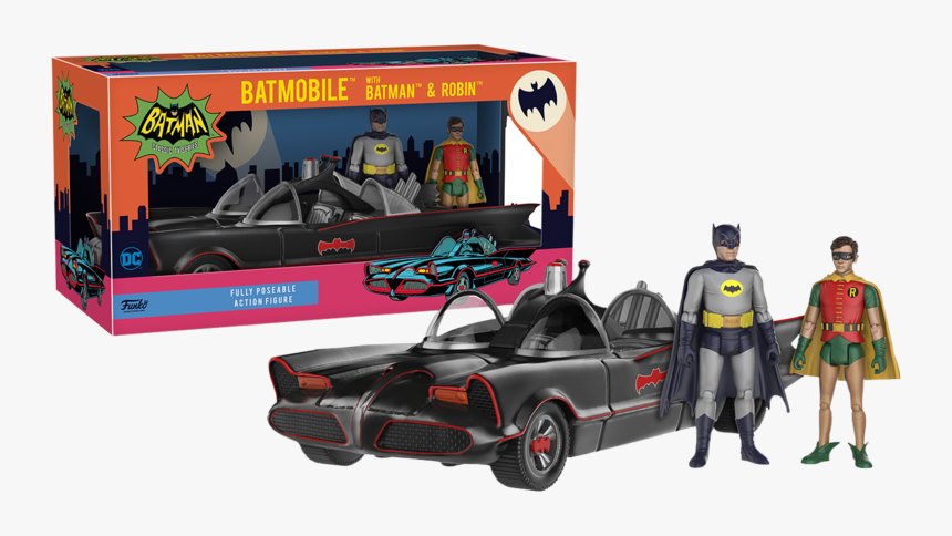 1966 Batman & Robin With Batmobile 2-pack Action Figure - Funko Batmobile With Batman Robin, HD Png Download, Free Download